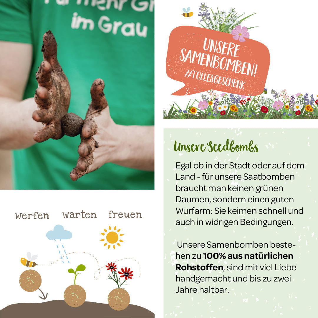 Samenbomben "Blühendes Kornfeld" im Jutebeutel