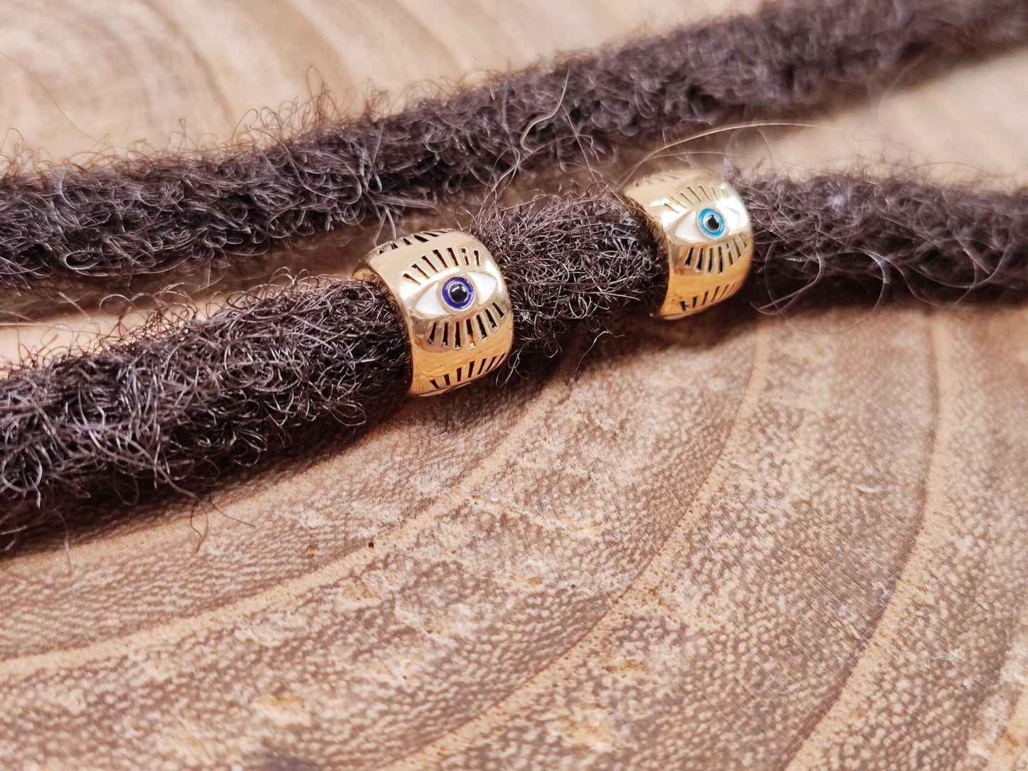 18k vergoldete Dreadperlen mit Emaille, 2er Set - Auge - Flow of Passion