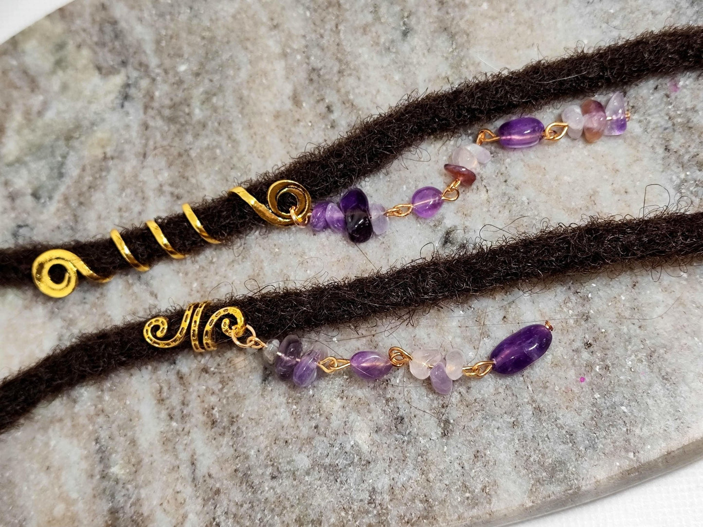 2er Set Dreadschmuck mit Amethysten - Flow of Passion