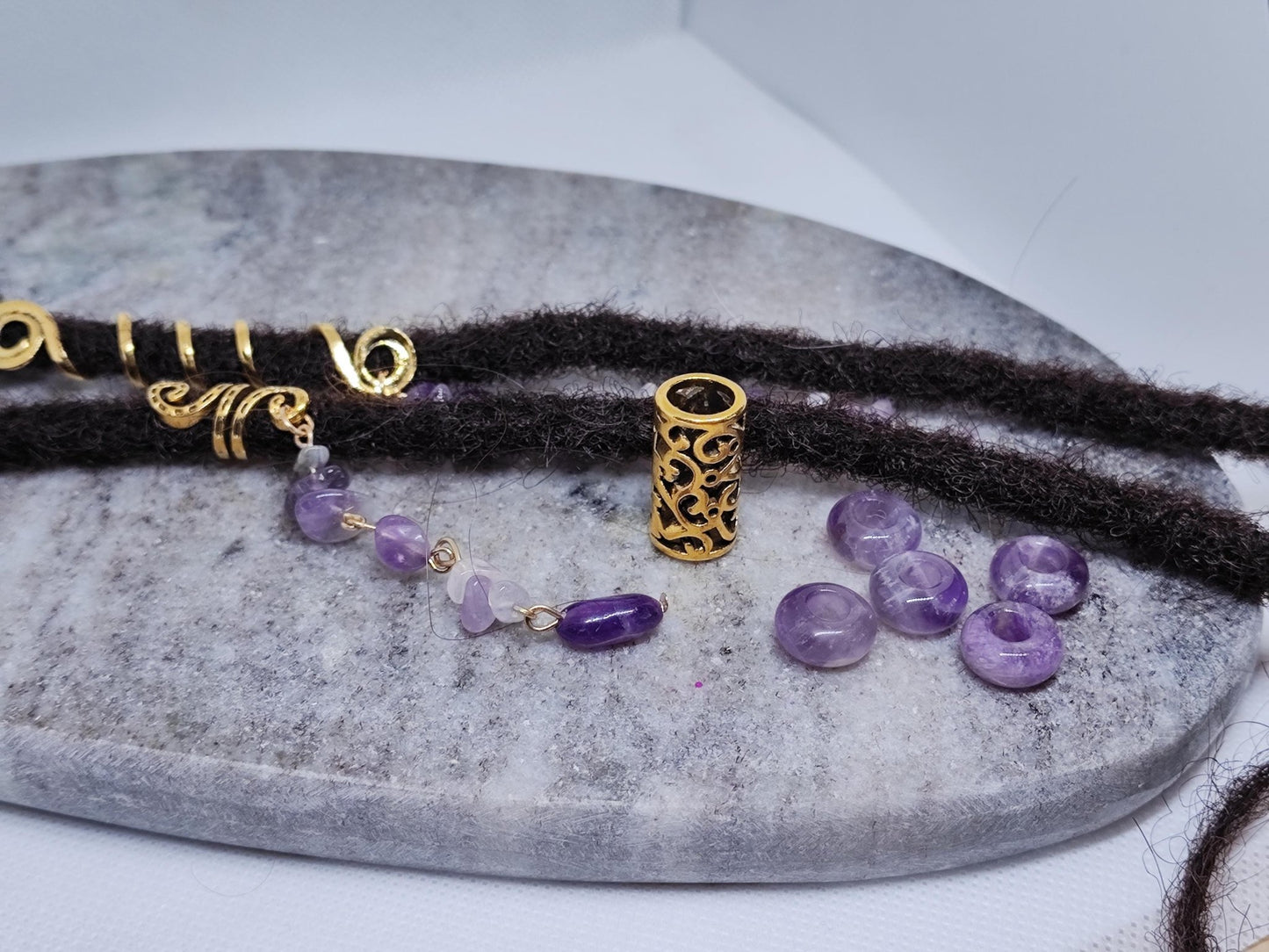 2er Set Dreadschmuck mit Amethysten - Flow of Passion