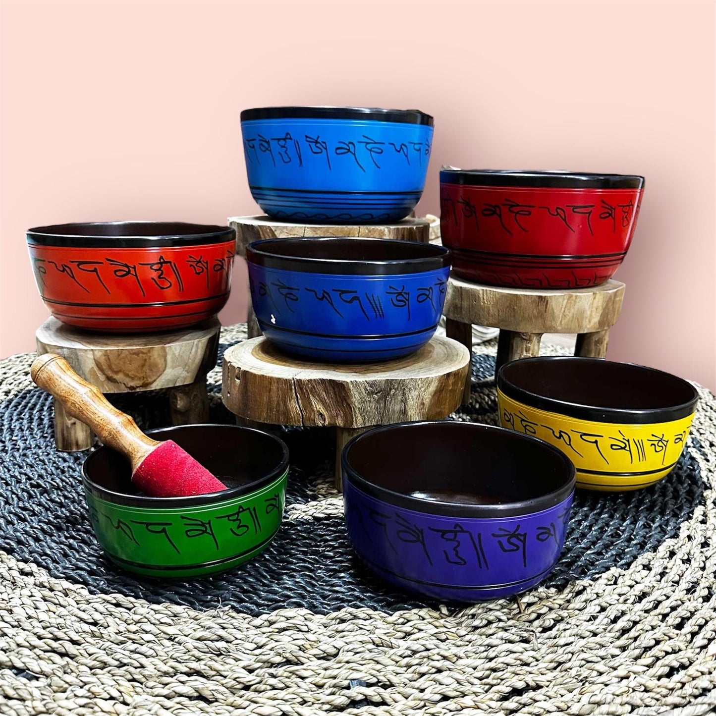 7 - teiliges Klangschalen Geschenkset, Chakren 14 - 22cm - Flow of PassionKlangschalen