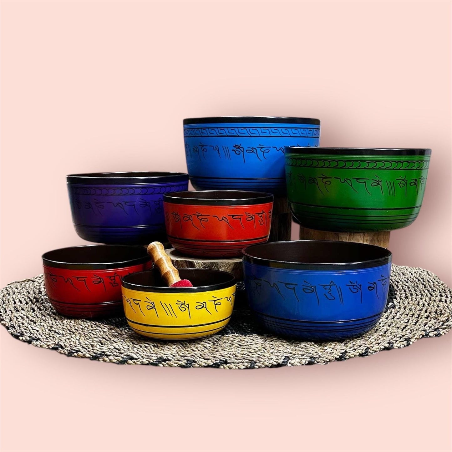 7 - teiliges Klangschalen - Set XXL - Chakren 19,5cm - 35cm - Flow of PassionKlangschalen