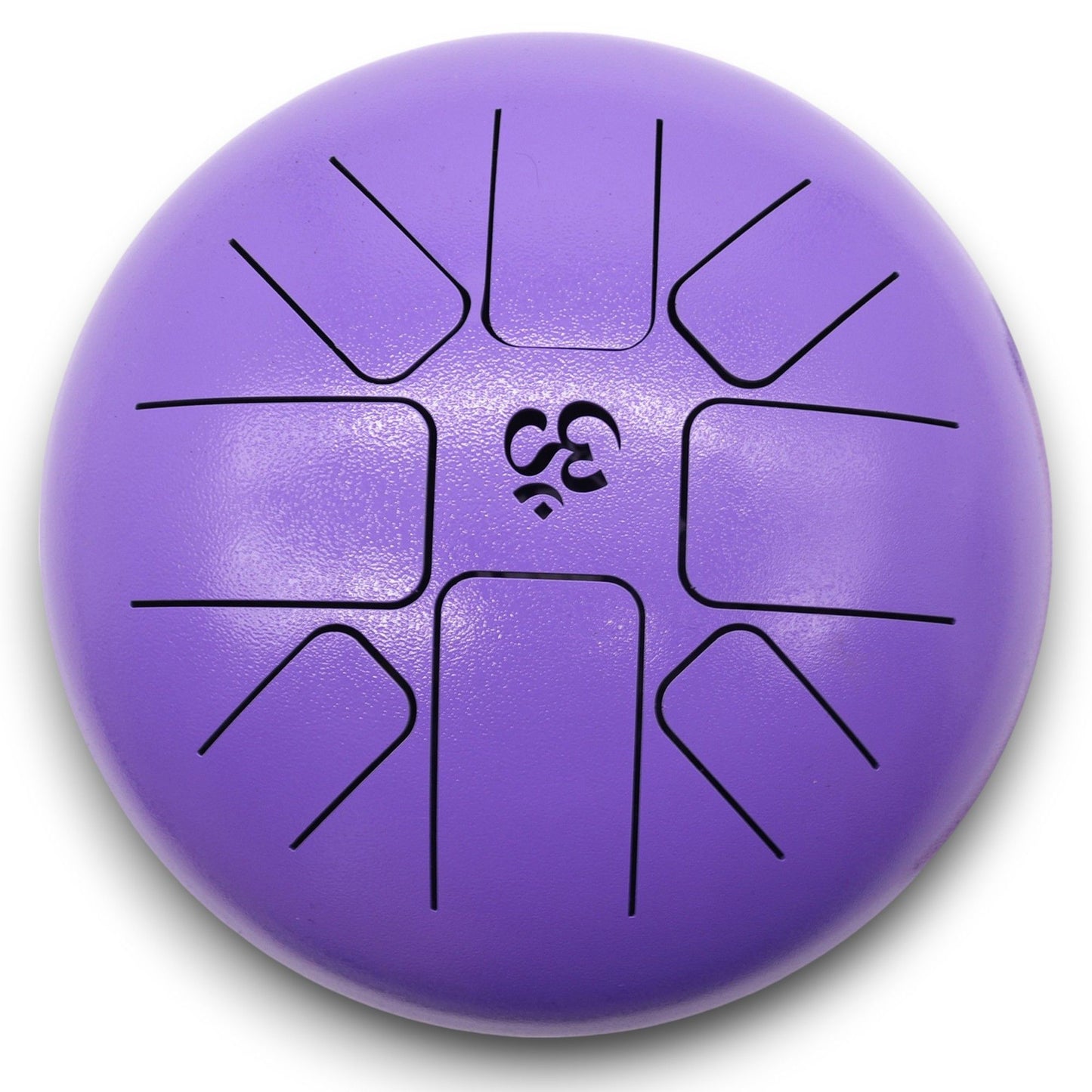 Violette Stahlzungentrommel mit Om-Symbol und 8 Zungen.
