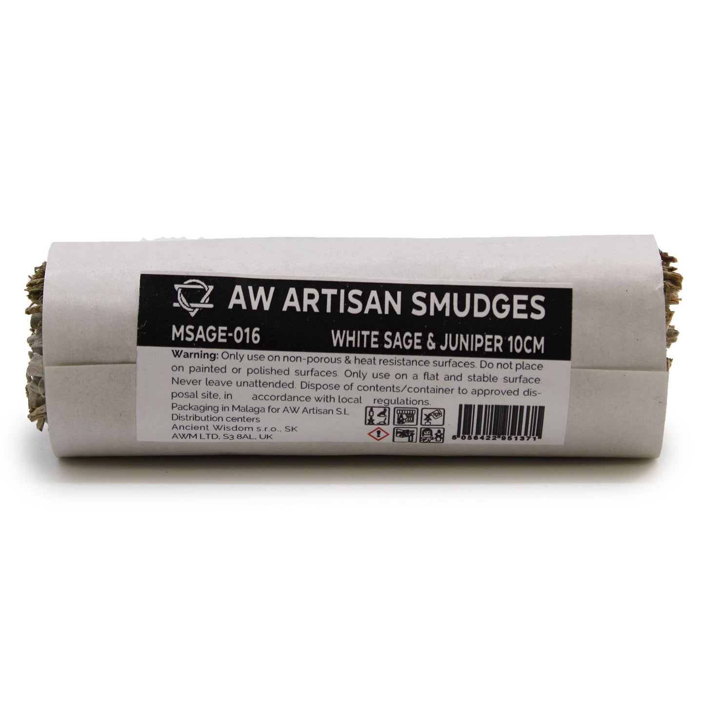 Smudge stick made of white sage and juniper, approximately 10cm long.