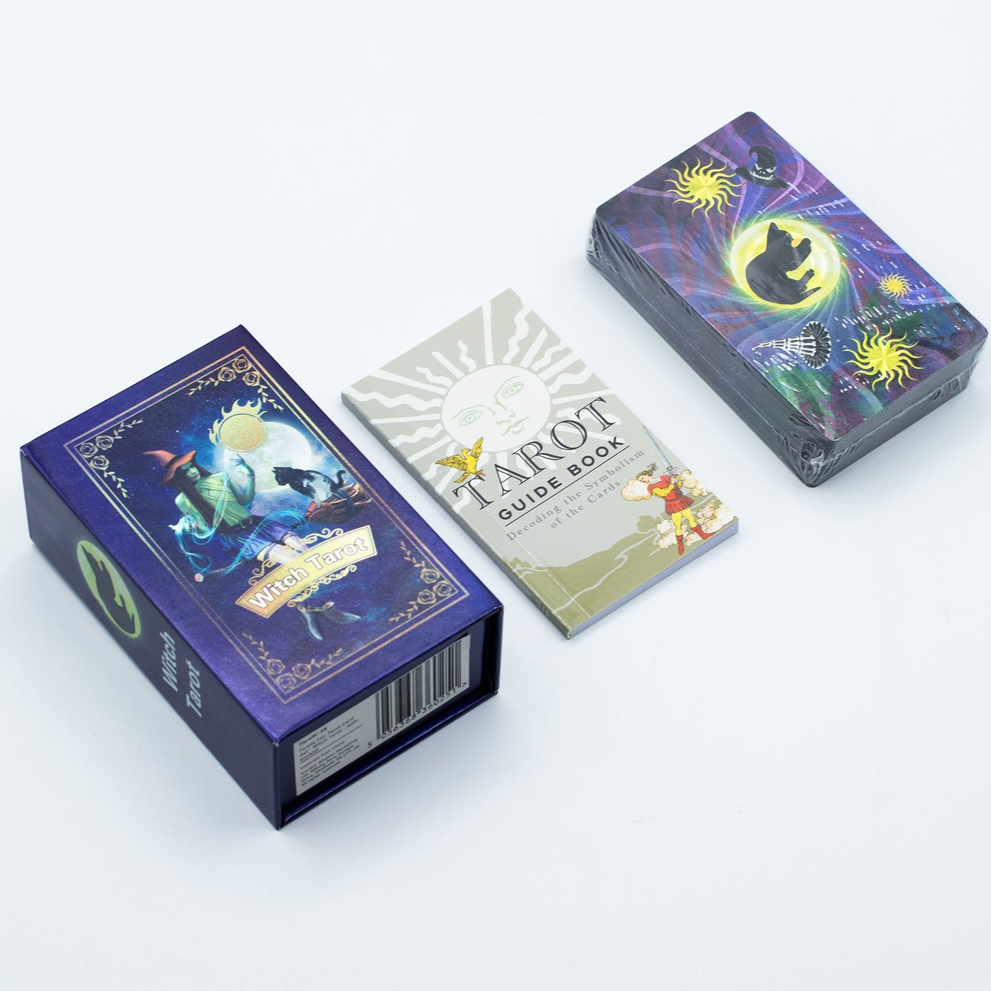 Purple foil Witch Tarot card set with a booklet.