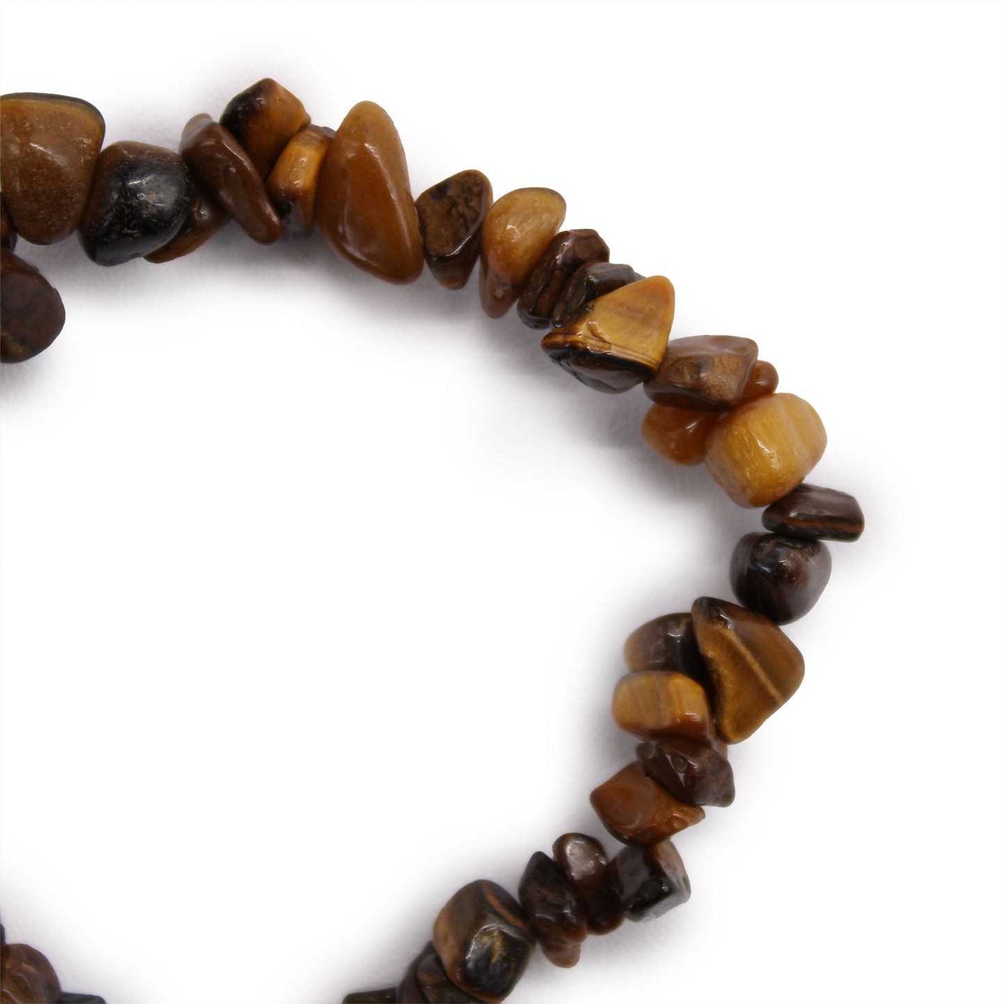 Armband aus geschliffenen Tigerauge-Steinen in Braun- und Goldtönen.