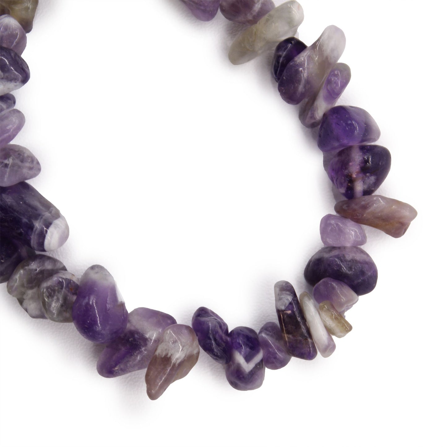 Amethyst-Splitterarmband mit natürlichen Steinen auf Dehnkordel.