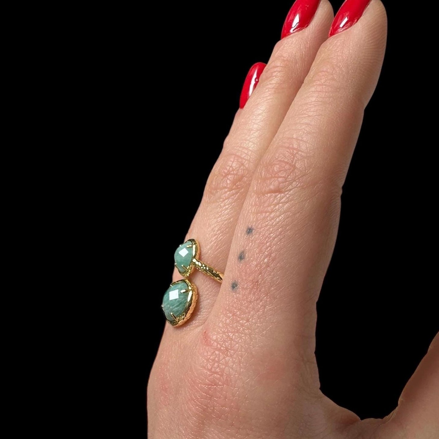 Größenverstellbarer Ring mit natürlichen Amazonitsteinen - Flow of Passion