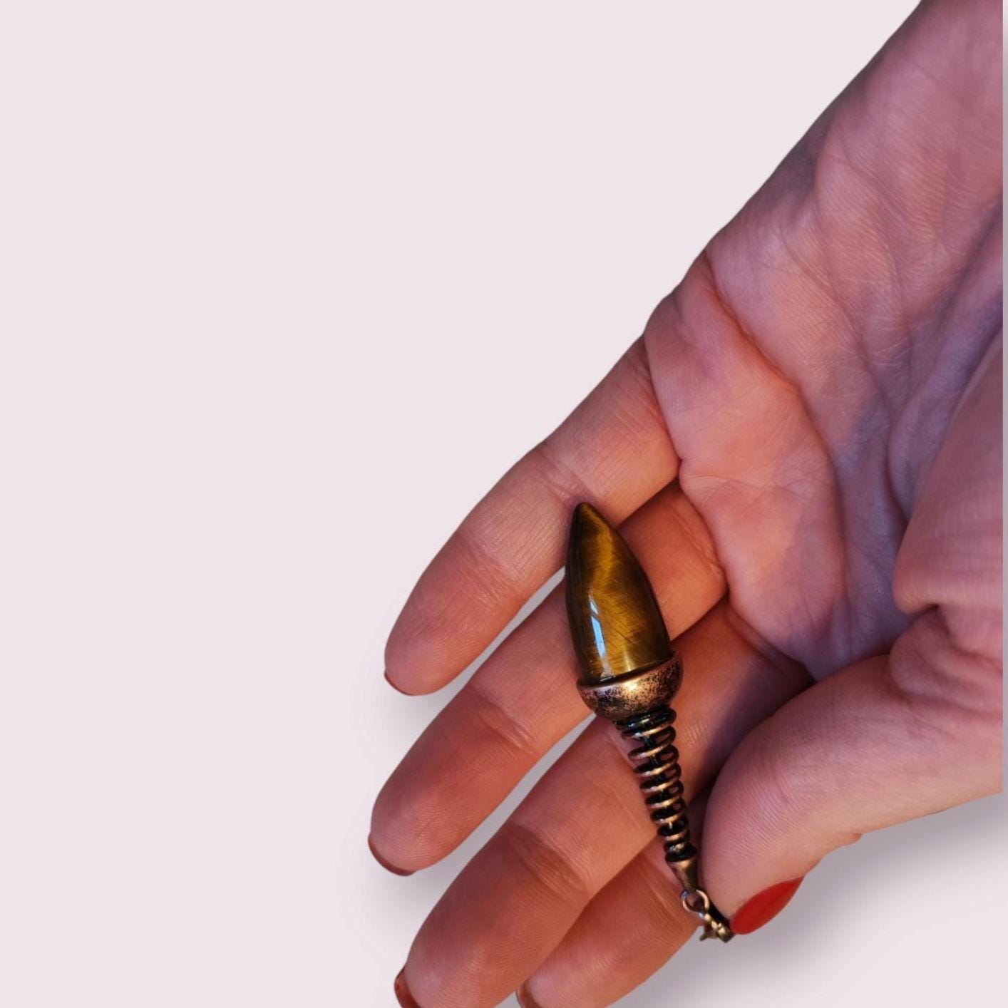 Heilsteinpendel aus Tiegerauge - Flow of Passion