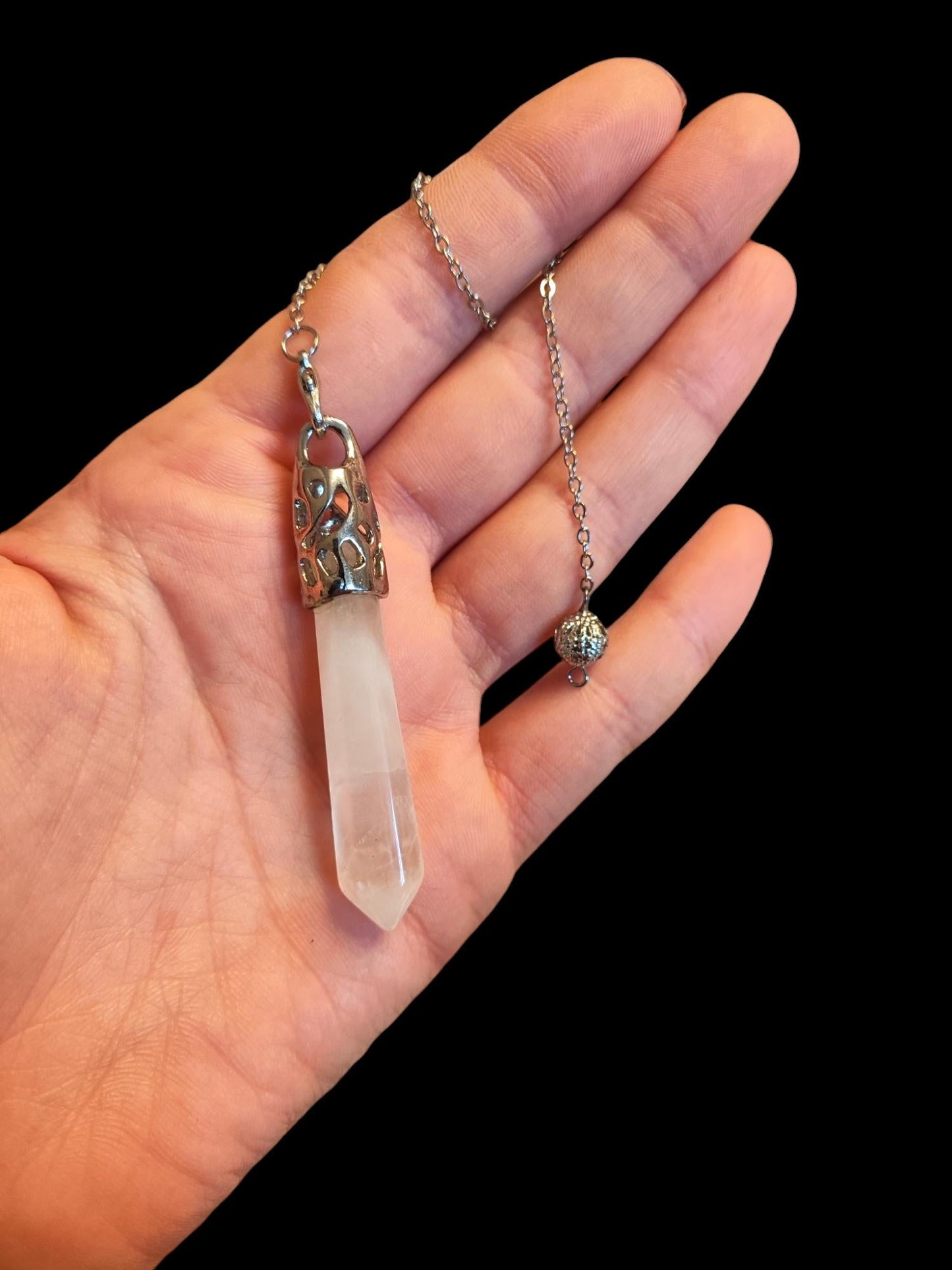 Heilsteinpendel mit Spitze aus Bergkristall - Flow of Passion