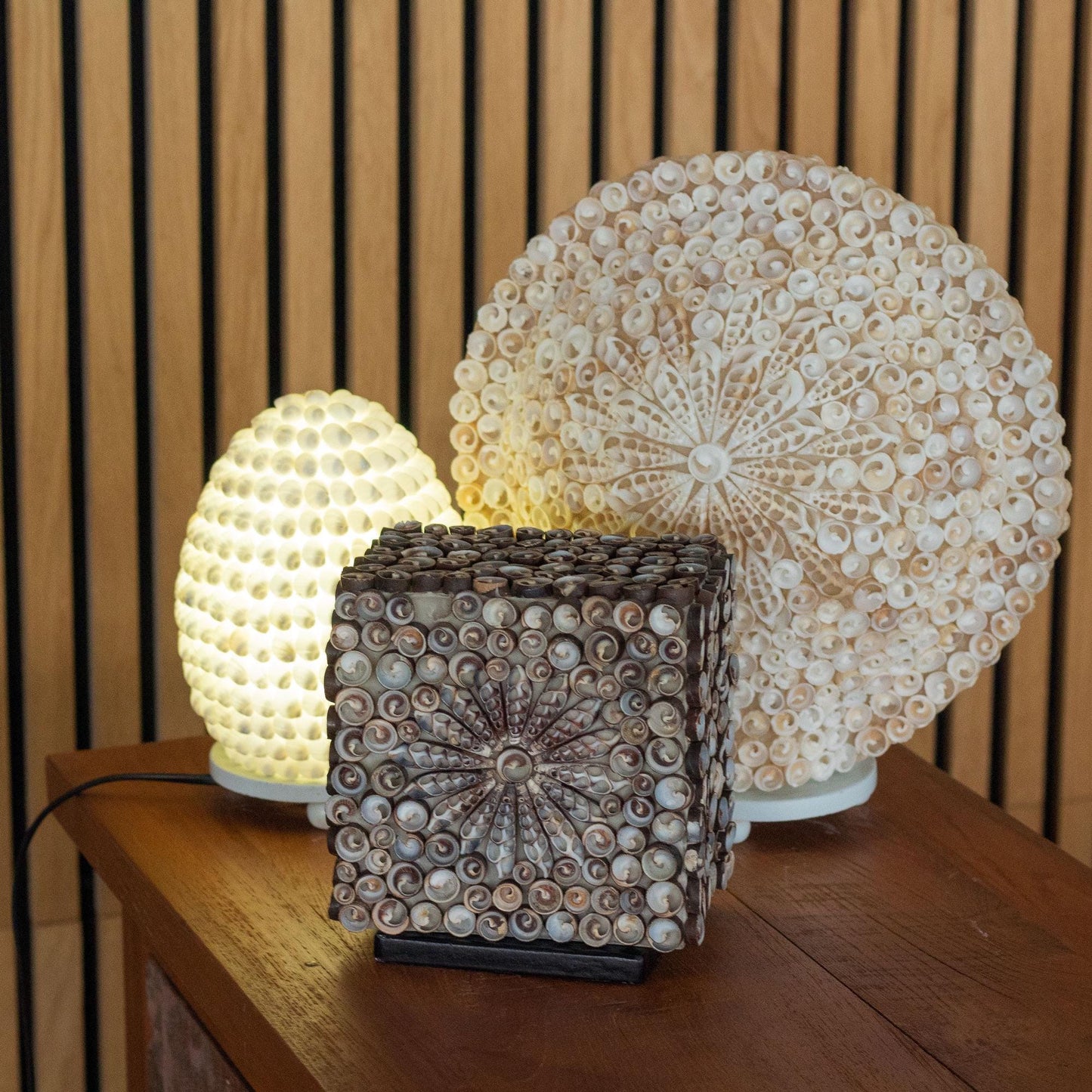 Boho Muschellampe oval 15cm