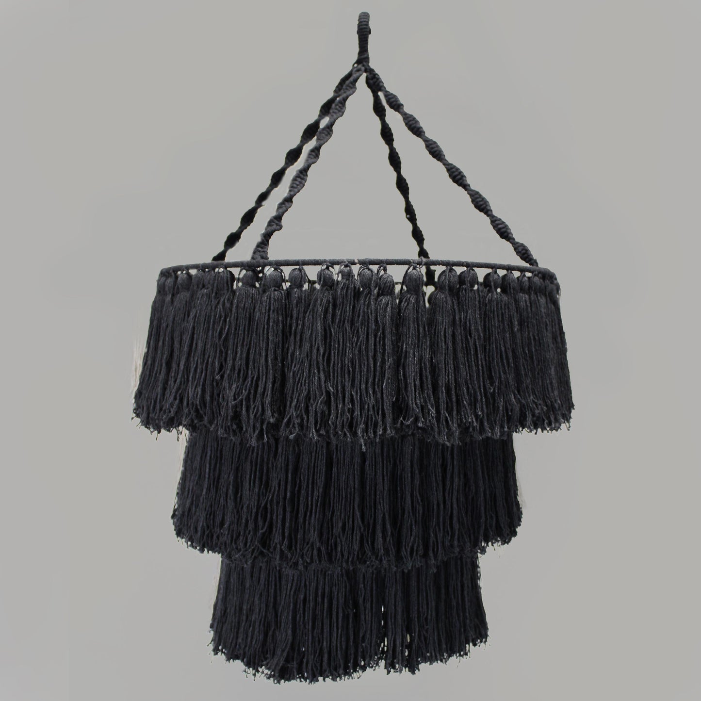 Makramee Kronleuchter - Hängelampe aus reiner Baumwolle im Boho-Stil