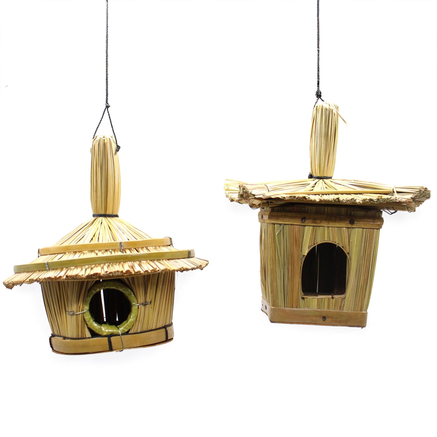 Kleine Vögelhäuschen aus Seegras & Bambus, Natürliche Vogelbox / Vogelhaus für Garten und Terrasse - Flow of PassionVogelhaus