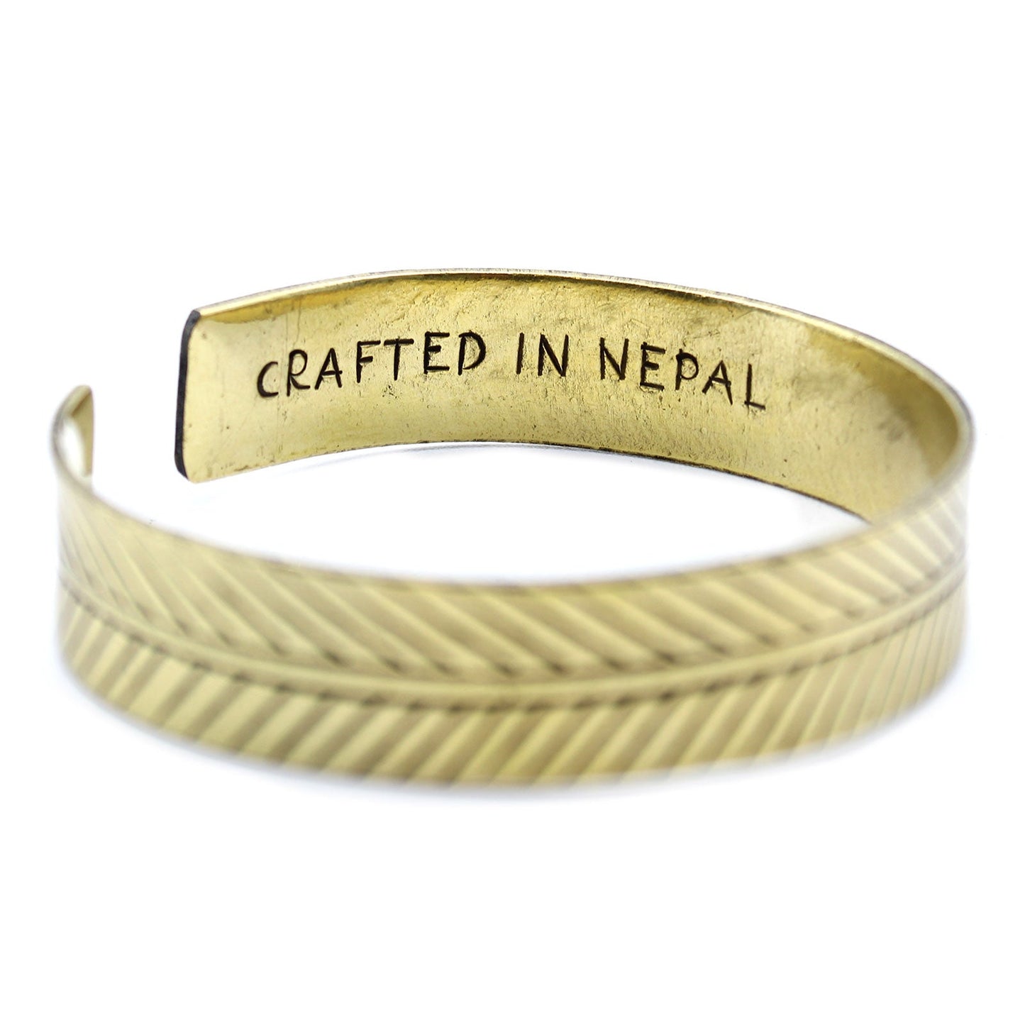 Tibetisches Armband aus massivem Messing – Tribal Leaf Design – Handgefertigt in Nepal - Flow of PassionArmreif