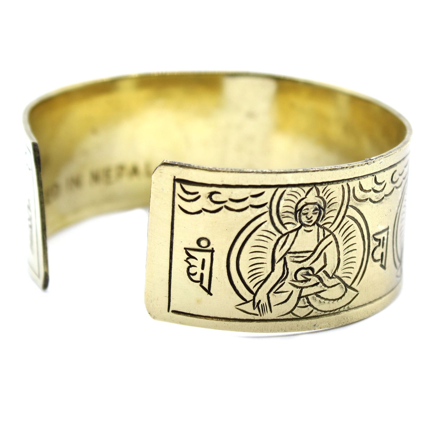 Tibetisches Mantraarmband - Messingarmband – Fünf Buddhas Gravur – Handgefertigt in Nepal - Flow of PassionArmreif