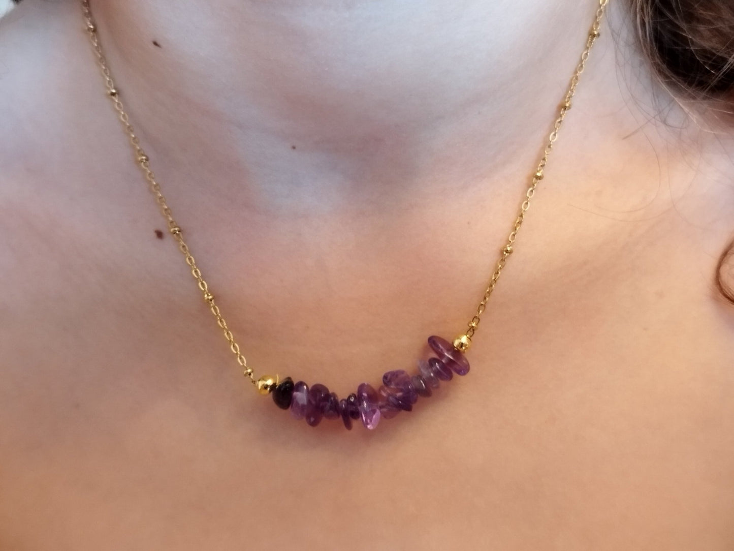 Vergoldete Heilsteinkette mit Amethystsplittern 18k - vergoldet - Flow of Passion