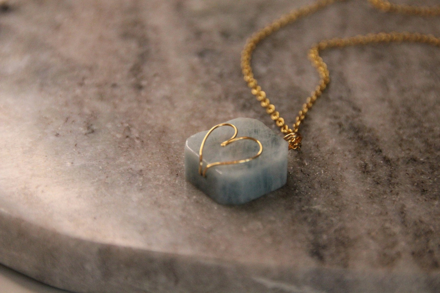 Vergoldete Heilsteinkette mit Aquamarin (18K - vergoldet) - Flow of Passion