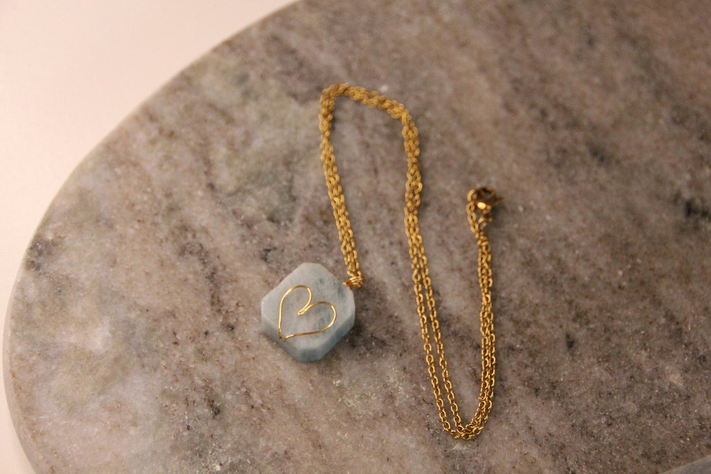 Vergoldete Heilsteinkette mit Aquamarin (18K - vergoldet) - Flow of Passion