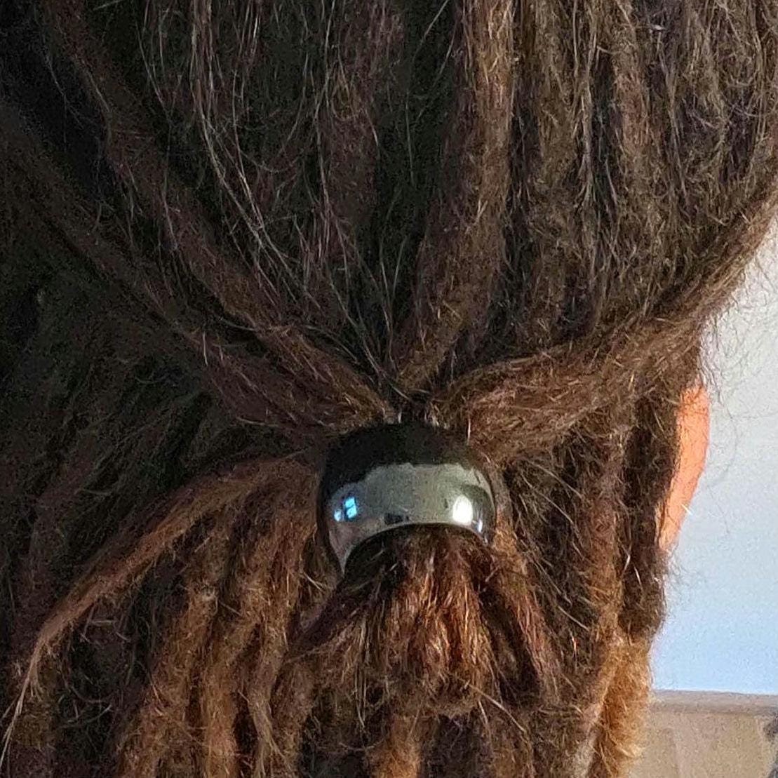 XXL Dreadperlen aus Hämatit Dreadhalter/Dreadring Edelstein - Flow of Passion