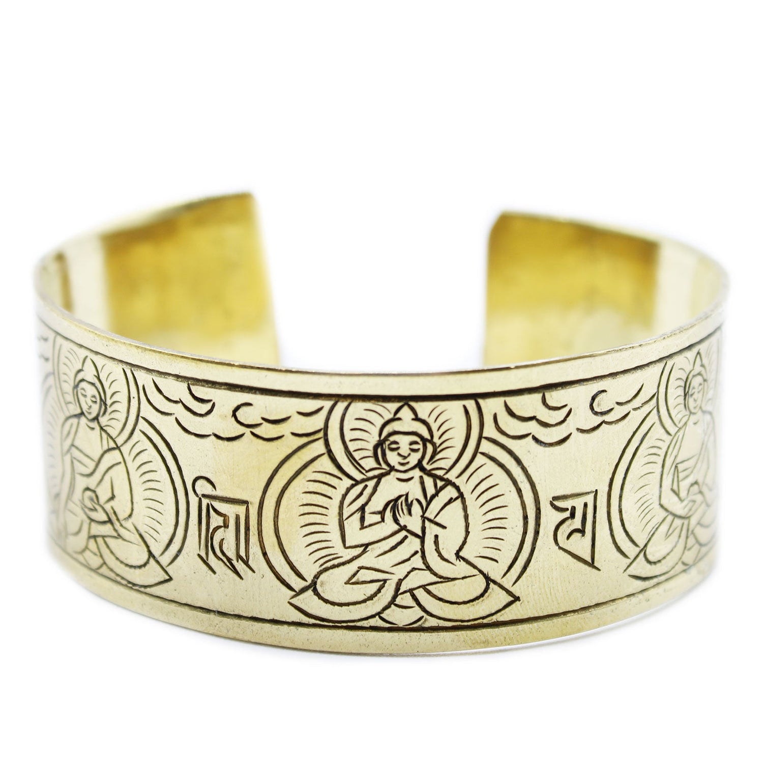 Tibetische Mantra-Armreifen aus Kupfer & Messing – Handgefertigt in Nepal – Unisex – Mit Geschenkbox - Flow of Passion