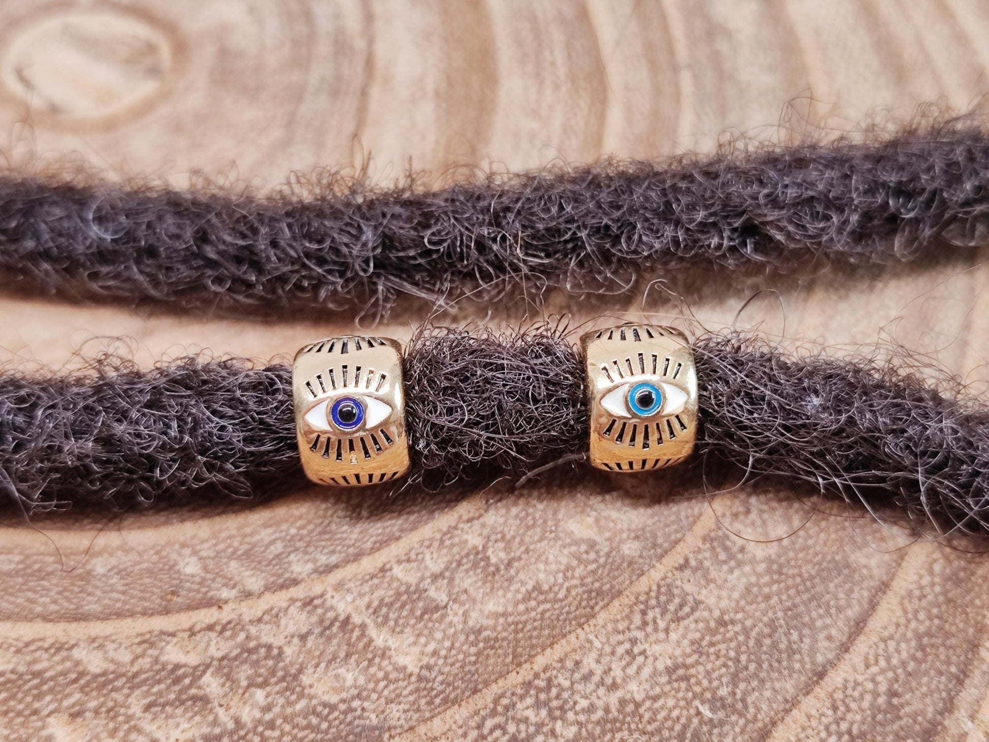 18k vergoldete Dreadperlen mit Emaille, 2er Set - Auge - Flow of Passion