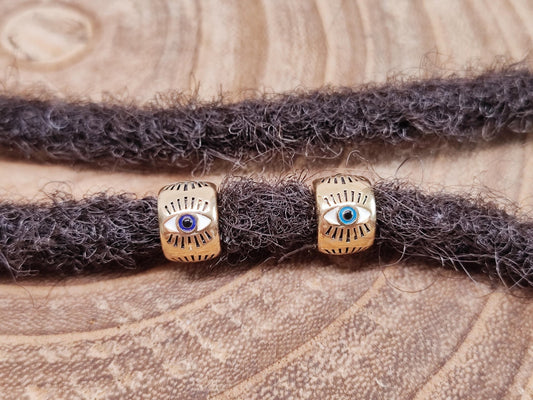 18k vergoldete Dreadperlen mit Emaille, 2er Set - Auge - Flow of Passion