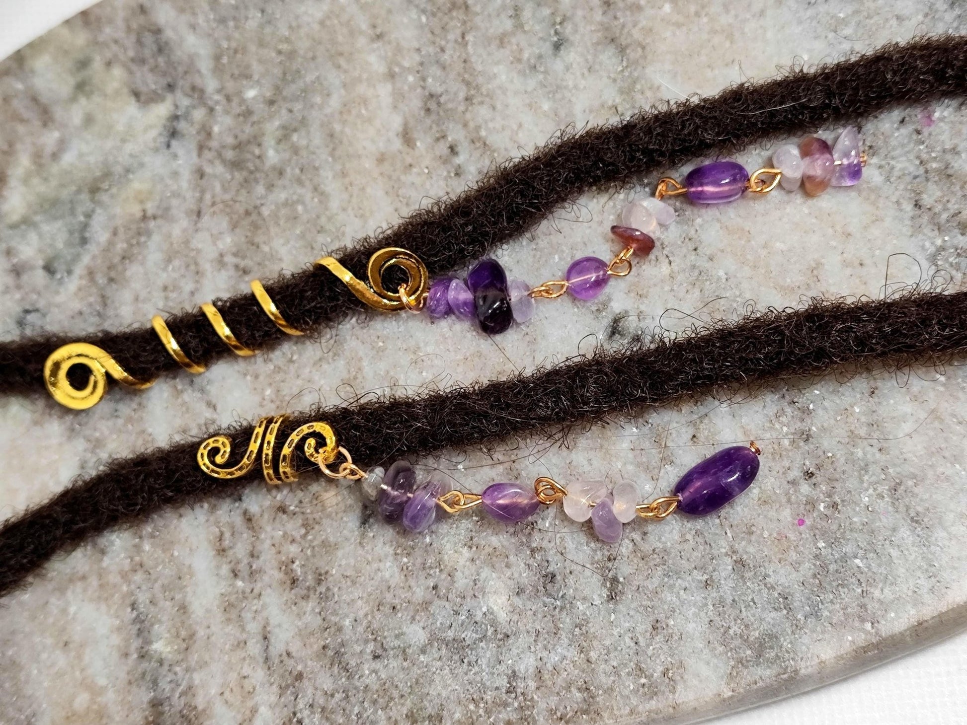 2er Set Dreadschmuck mit Amethysten - Flow of Passion