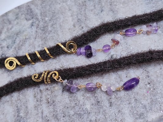 2er Set Dreadschmuck mit Amethysten - Flow of Passion