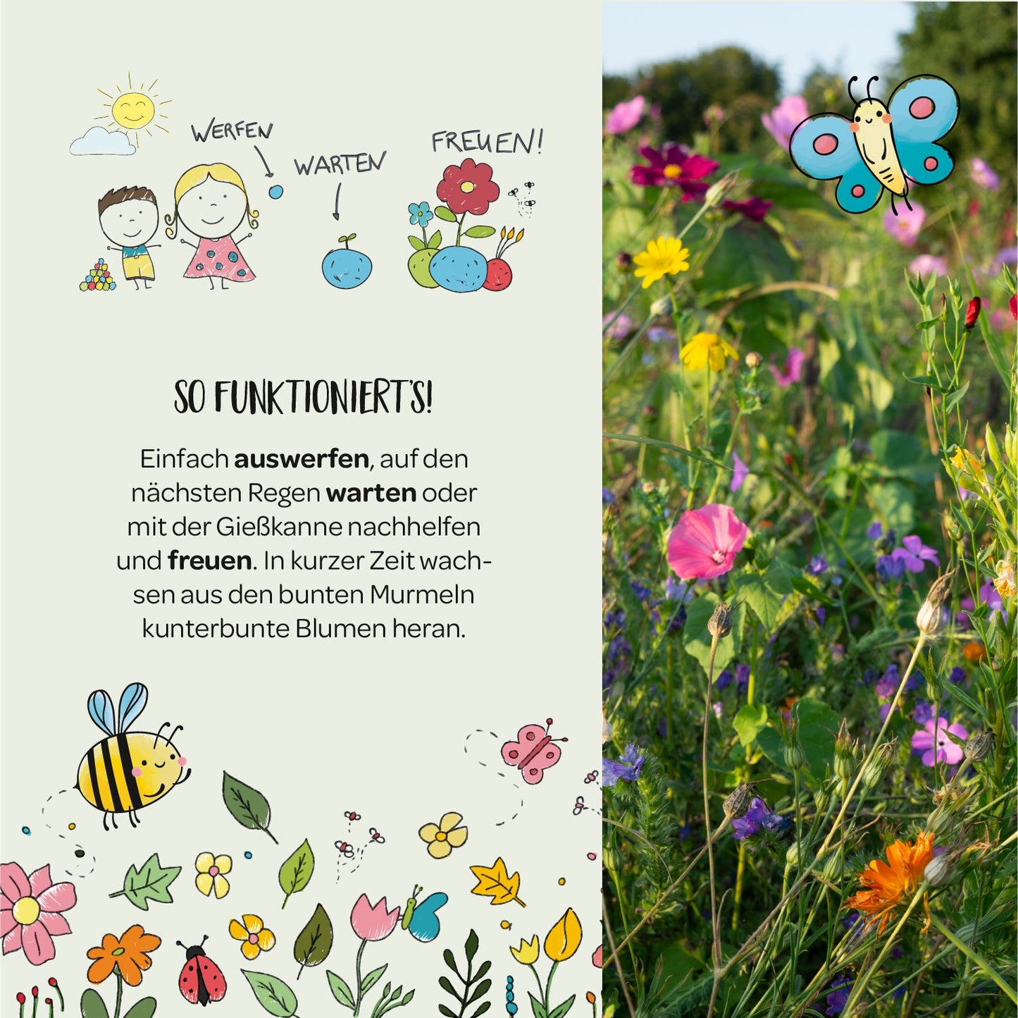 6 bunte Osterblumen - Blumenmurmeln im Eierkarton