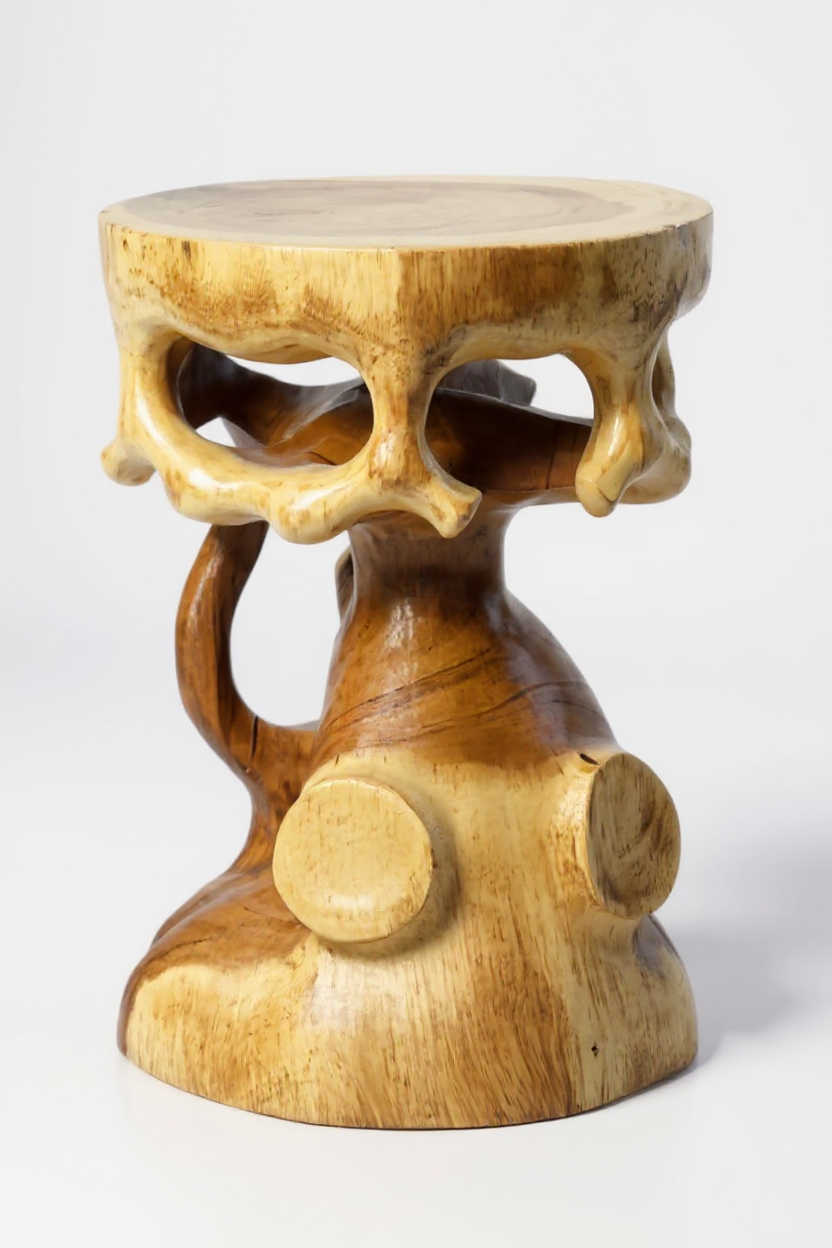FaHome-018_Holz_Beistelltisch_-_Holzhocker_Blumenhocker_Hocker_-_Handgefertigt_-_Rund_in_Bonsai_Style_Saman-Holz_-_40x30x30_cm_7 - Flow of Passion