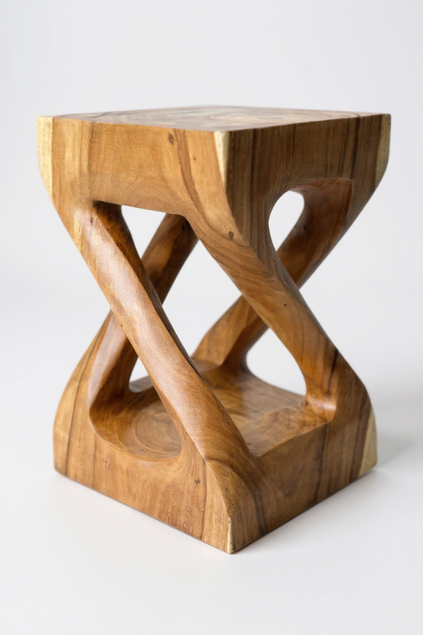 FaHome-089_Holz_Beistelltisch_-_Holzhocker_Couchtisch_-_Handgefertigt_Kantig_gedreht_aus_massivem_Suarholz_-_50x28x28_cm_2 - Flow of Passion