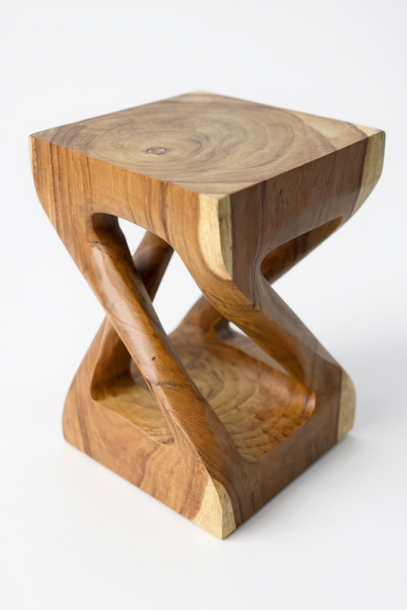 FaHome-089_Holz_Beistelltisch_-_Holzhocker_Couchtisch_-_Handgefertigt_Kantig_gedreht_aus_massivem_Suarholz_-_50x28x28_cm_5 - Flow of Passion
