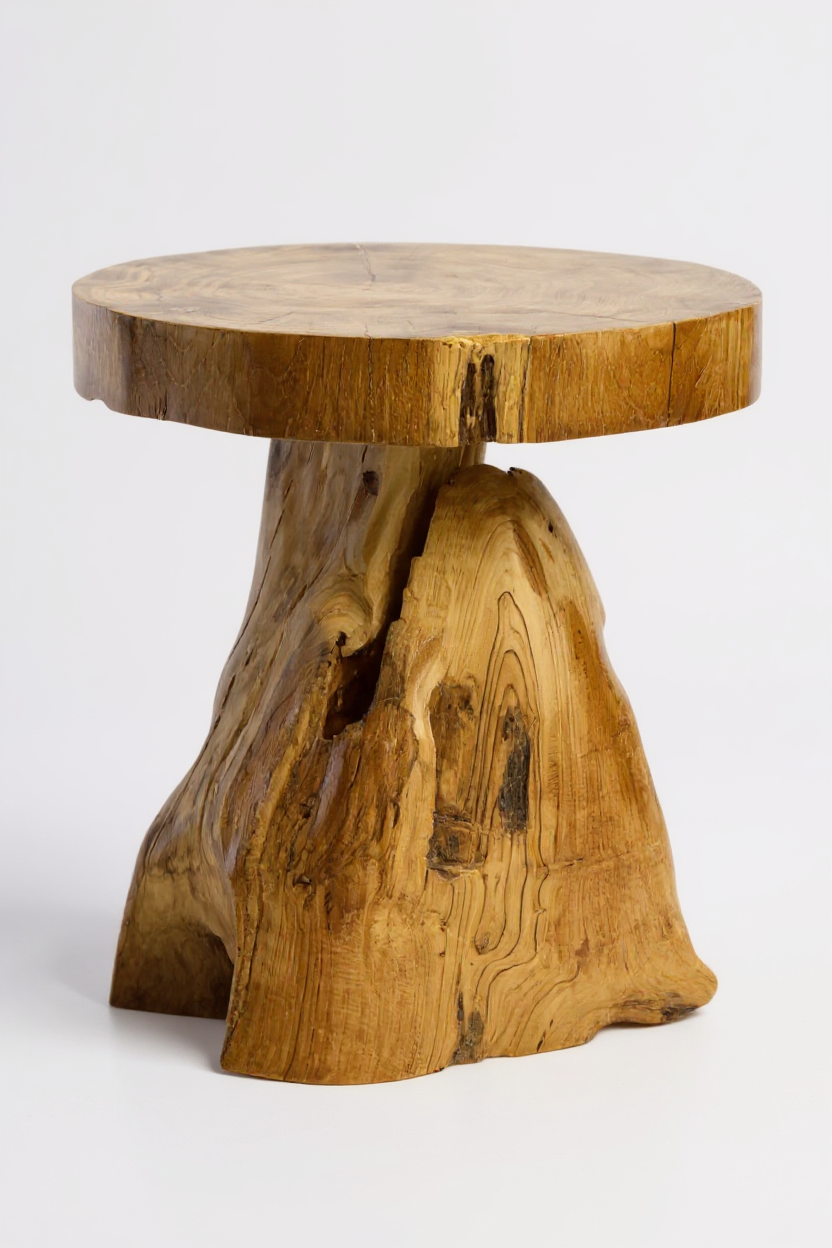 FaHome-105_Holzhocker_Beistelltisch_Blumenhocker_Ablagetisch_Handgefertigt_Natuerliche_Form_aus_massivem_Teakholz_45x40x40_cm_2 - Flow of Passion