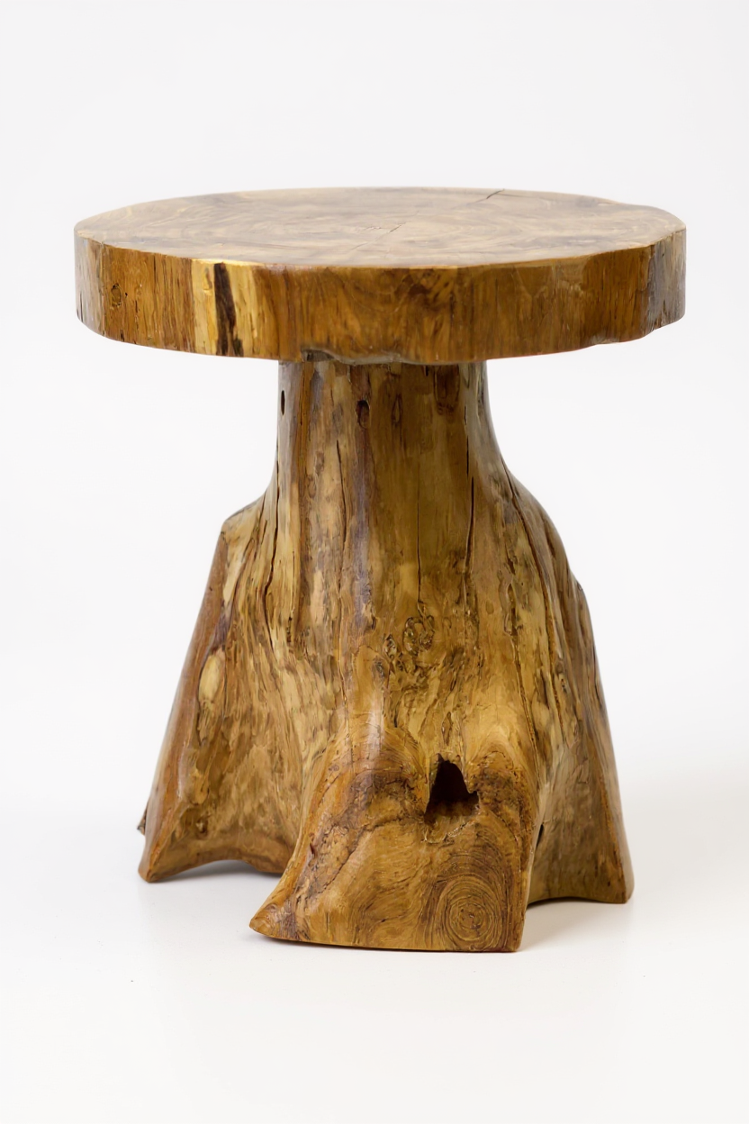 FaHome-105_Holzhocker_Beistelltisch_Blumenhocker_Ablagetisch_Handgefertigt_Natuerliche_Form_aus_massivem_Teakholz_45x40x40_cm_3 - Flow of Passion