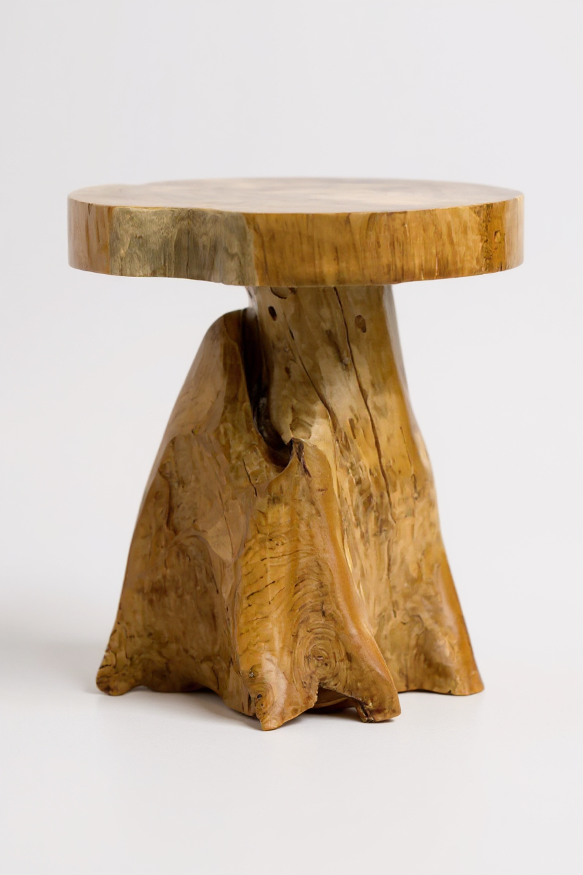 FaHome-105_Holzhocker_Beistelltisch_Blumenhocker_Ablagetisch_Handgefertigt_Natuerliche_Form_aus_massivem_Teakholz_45x40x40_cm_4 - Flow of Passion