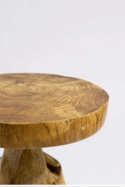 FaHome-105_Holzhocker_Beistelltisch_Blumenhocker_Ablagetisch_Handgefertigt_Natuerliche_Form_aus_massivem_Teakholz_45x40x40_cm_5 - Flow of Passion
