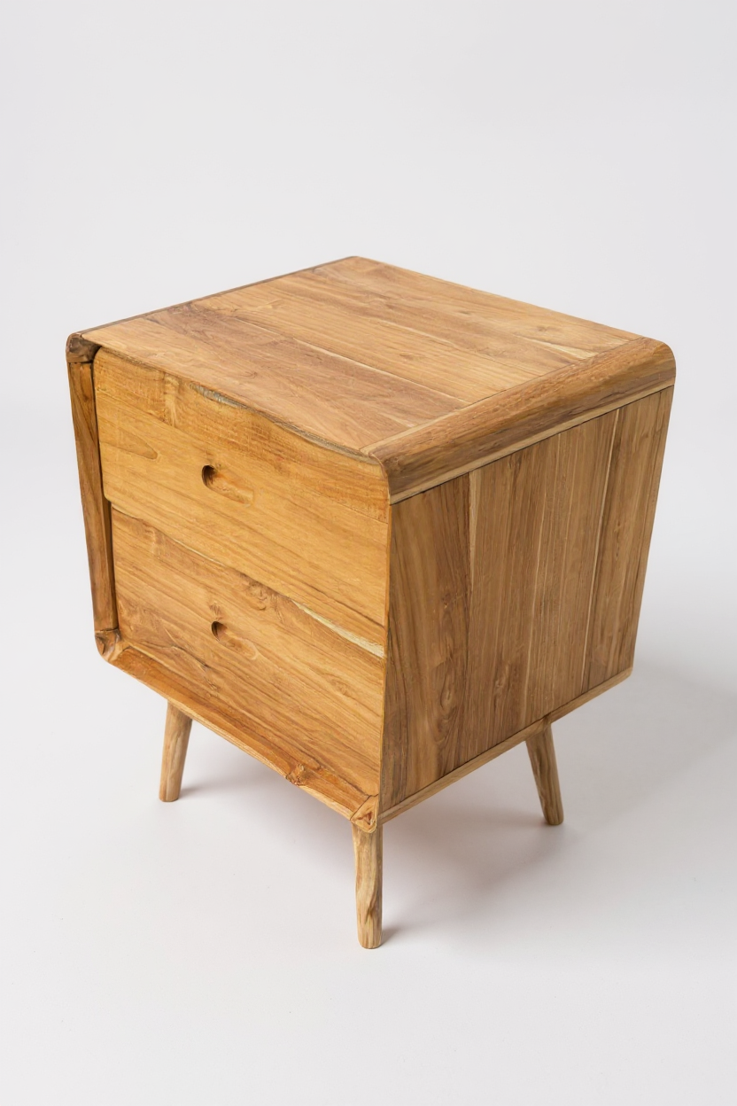 FaHome-108_Holz_Nachttisch_Beistelltisch_Nachtschrank_Mit_Zwei_Schubladen_Aus_Teak_Massivholz_50x40x60_cm_4 - Flow of Passion