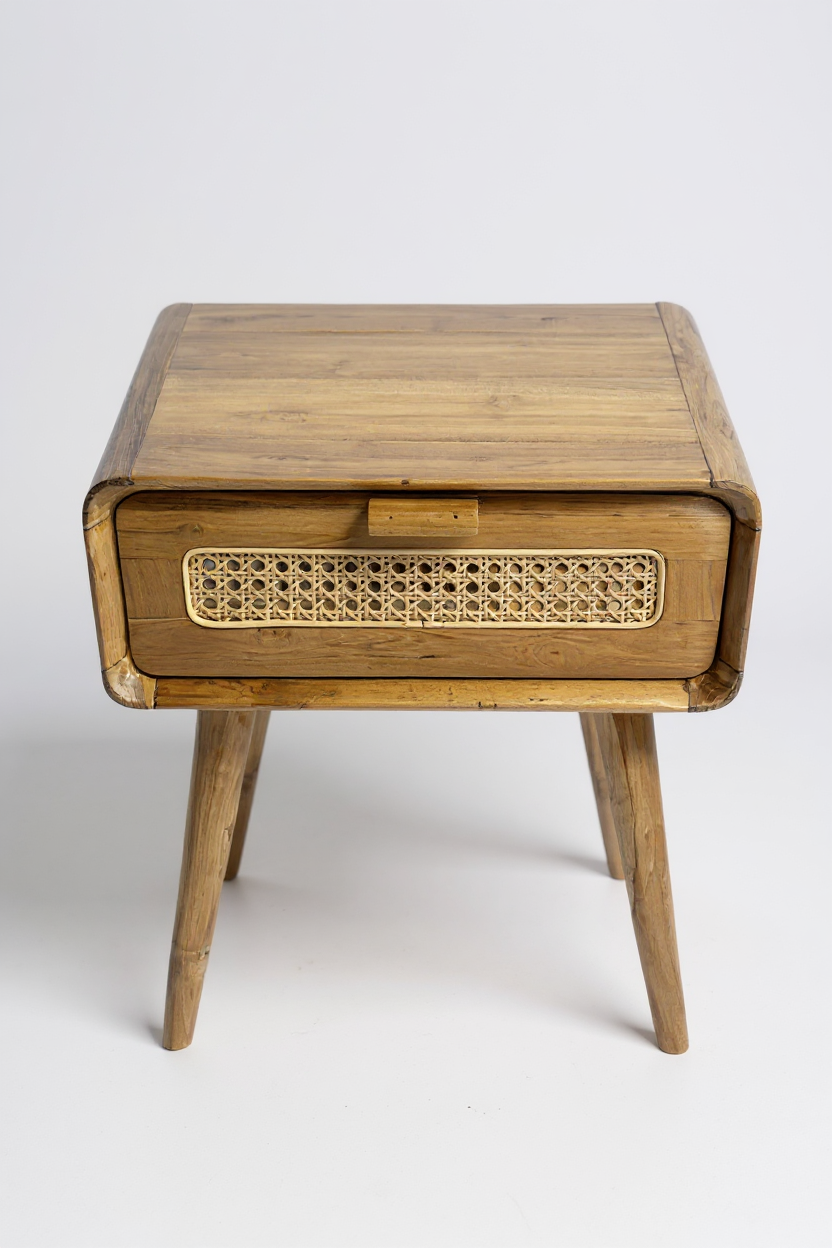 FaHome-115_Rattan_Beistelltisch_Nachttisch_Ablagetisch_Couchtisch_Stilvoll_mit_Schublade_Handgefertigter_Vintage_Look_aus_Teakholz_60x50x40_cm_5 - Flow of Passion