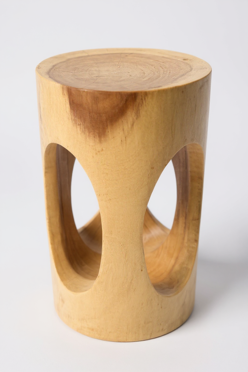 FaHome-188_Holz_Beistelltisch_-_Holzhocker_Blumenhocker_Hocker_-_Handgefertigt_-_Rund_mit_O-Ausschnitt_Saman-Holz_-_50x30x30_cm_6 - Flow of Passion