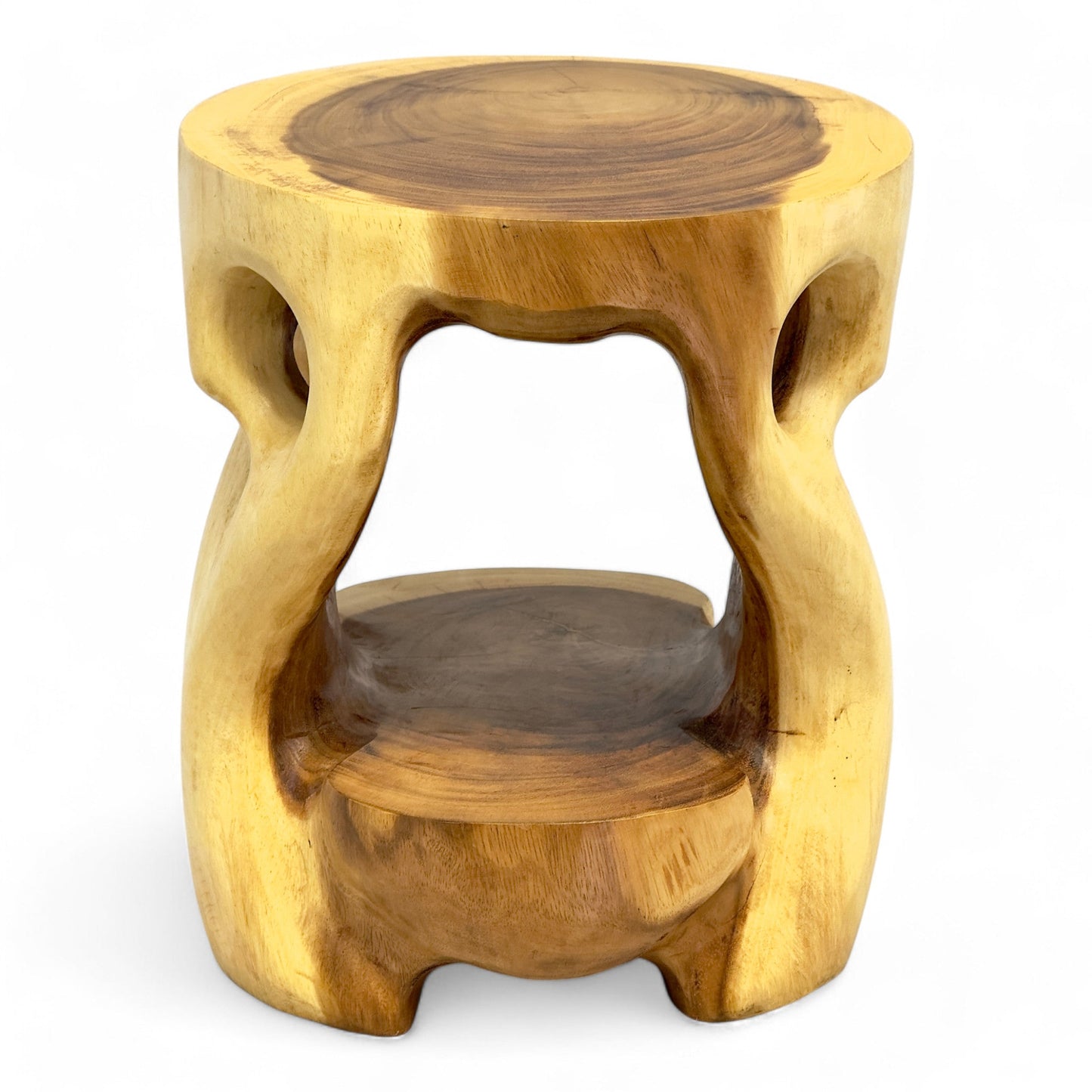 FaHome-Holz-Beistelltisch-Hocker-Nachttisch-Pflanzenhocker-Ablagetisch-Rundes-Naturdesign-mit-organischer-Form-Massiv-aus-Teakholz-40x34x34-cm-63370838180184 - Flow of Passion