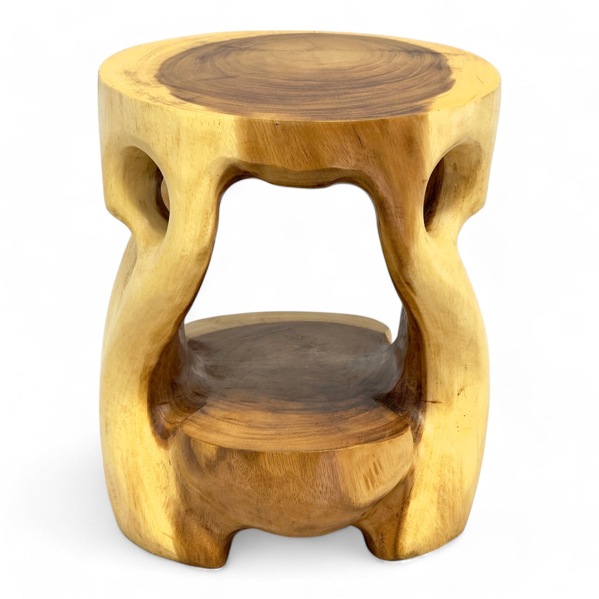 FaHome-Holz-Beistelltisch-Hocker-Nachttisch-Pflanzenhocker-Ablagetisch-Rundes-Naturdesign-mit-organischer-Form-Massiv-aus-Teakholz-40x34x34-cm-63370838180184 - Flow of Passion