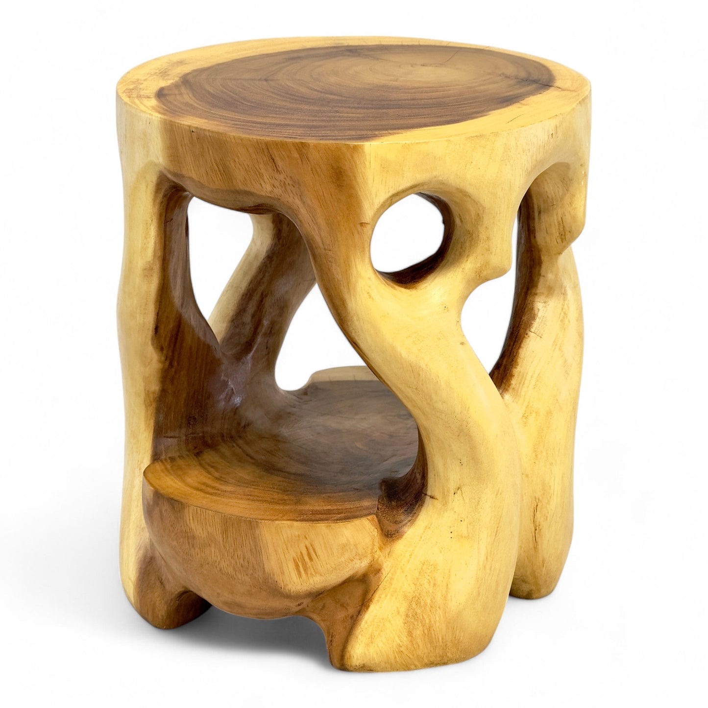 FaHome-Holz-Beistelltisch-Hocker-Nachttisch-Pflanzenhocker-Ablagetisch-Rundes-Naturdesign-mit-organischer-Form-Massiv-aus-Teakholz-40x34x34-cm-63370838212952 - Flow of Passion