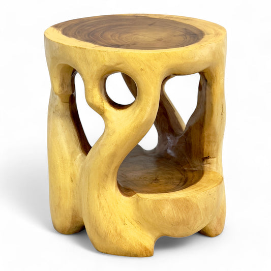 FaHome-Holz-Beistelltisch-Hocker-Nachttisch-Pflanzenhocker-Ablagetisch-Rundes-Naturdesign-mit-organischer-Form-Massiv-aus-Teakholz-40x34x34-cm-63370838245720 - Flow of Passion