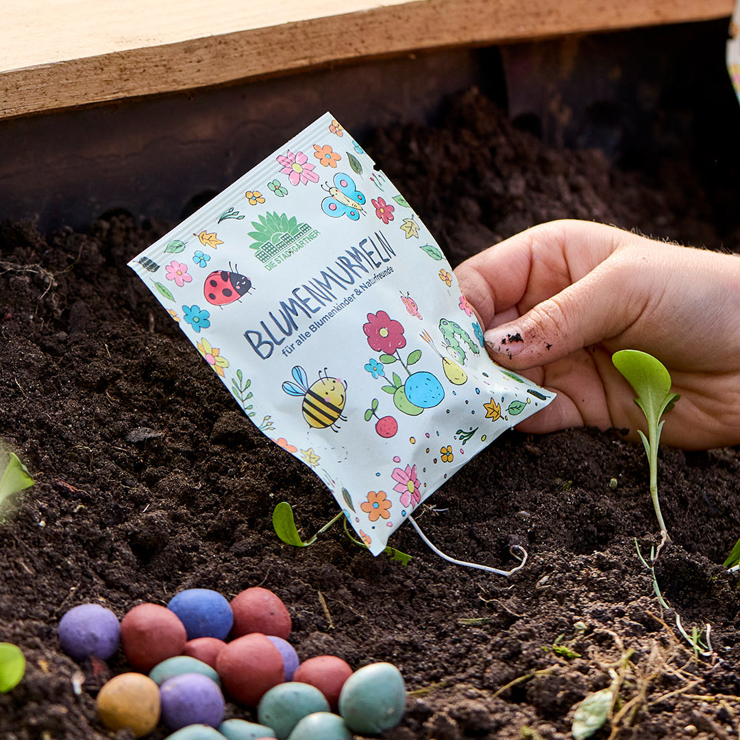 10x5 bunte Blumenmurmeln im Tütchen