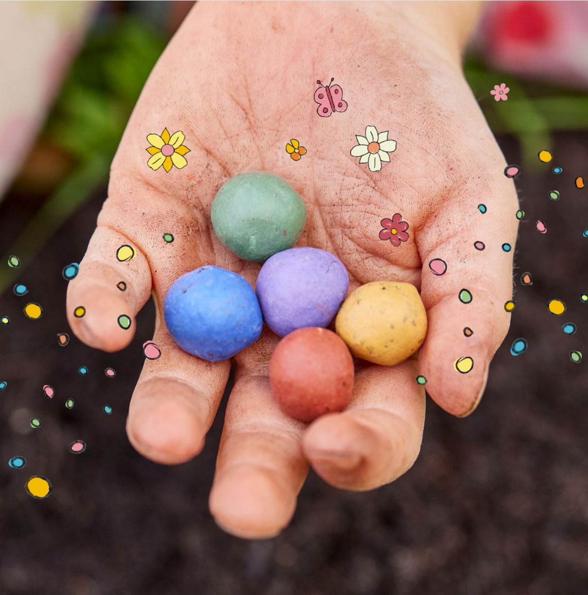 10x5 Blumenmurmeln im Tütchen "Frühlingsgruß"