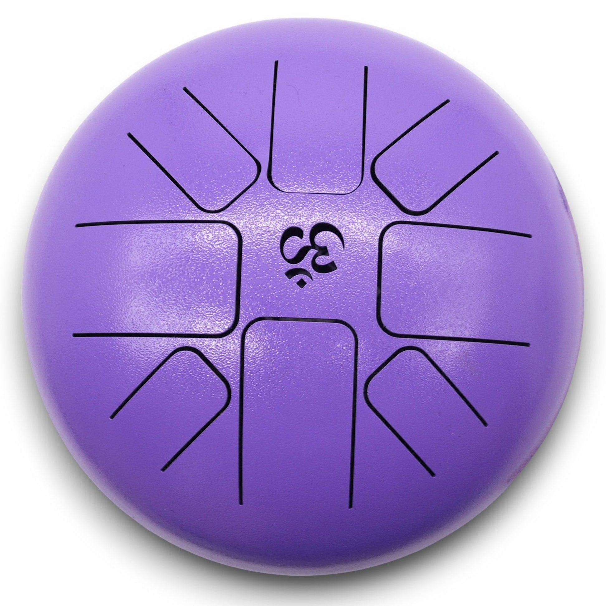 Violette Stahlzungentrommel mit Om-Symbol und 8 Zungen.