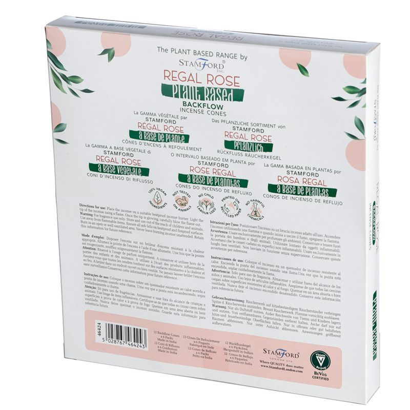 Pflanzliche Backflow Räucherkegel von Stamford in Regal Rose Duft.