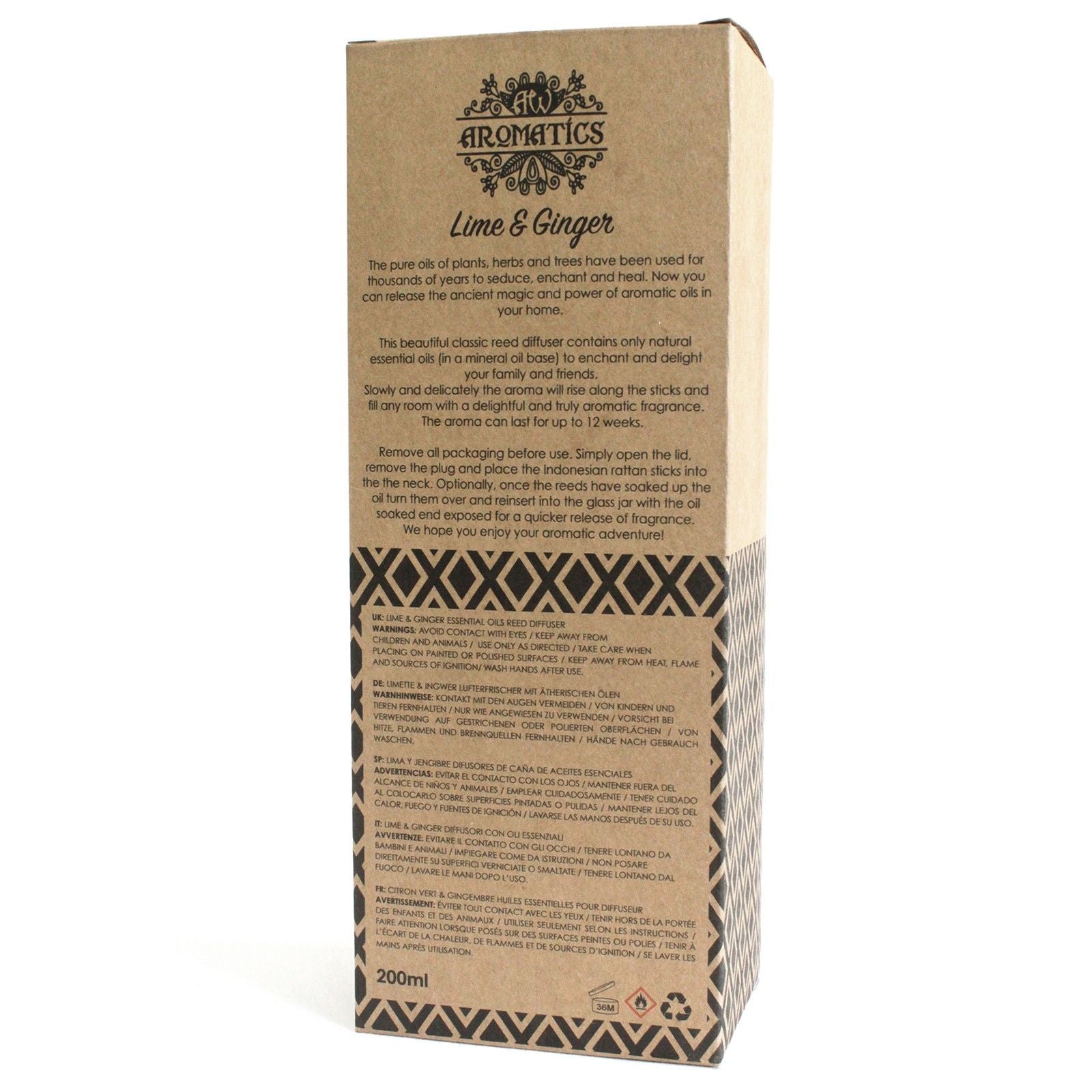 200ml Lime & Ginger Raumduft aus natürlichen ätherischen Ölen.