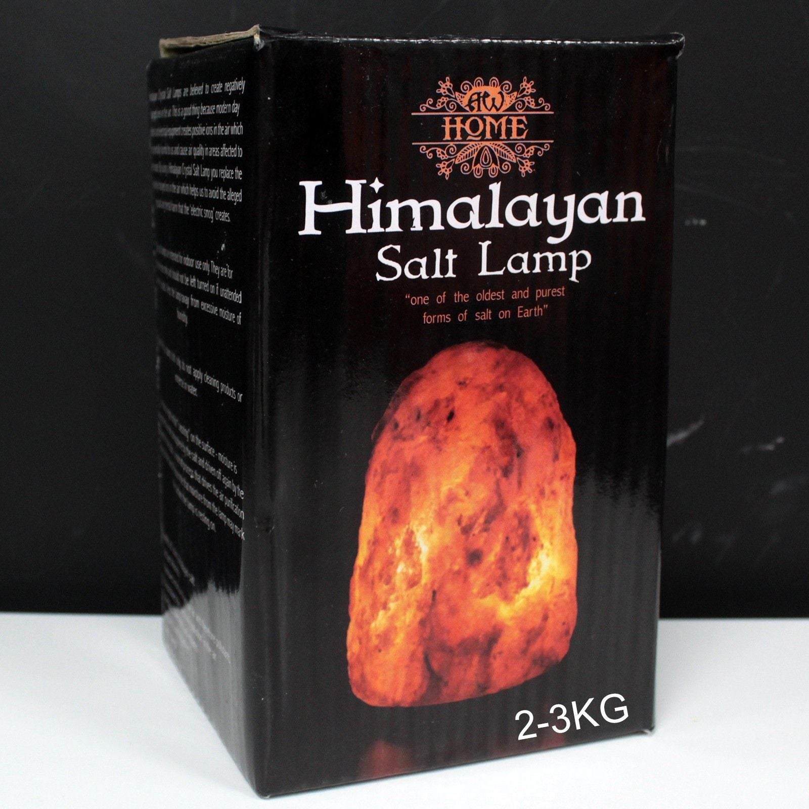 A black box displays a Himalayan Salt Lamp with the text "Himalayan Salt Lamp" and "2-3KG".