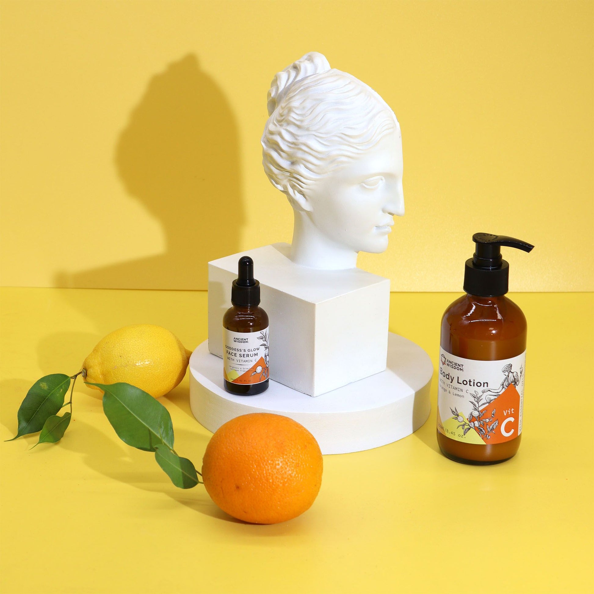 Vitamin-C-Körperlotion mit Orange und Zitrone.